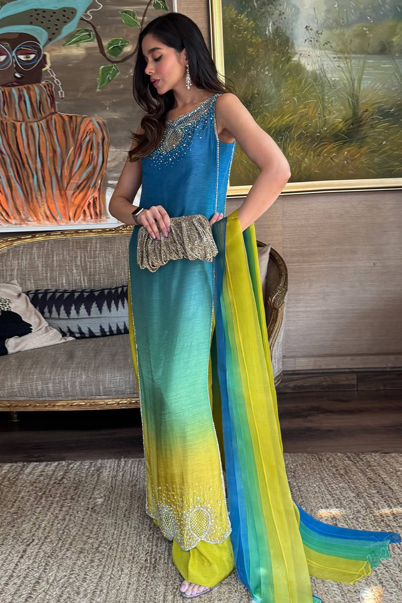 NEON OMBRE LAWN UNSTITCHED 3PC SUIT | KPA0093