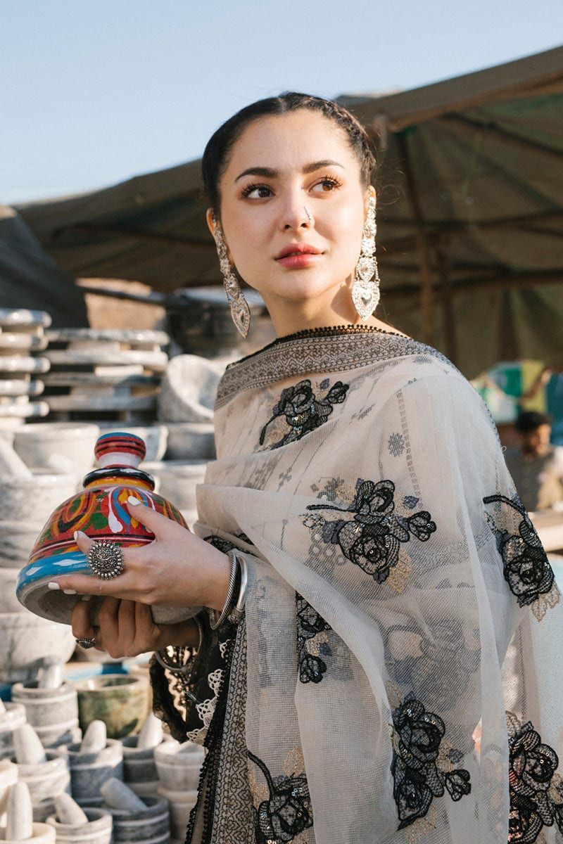 QALAMQAR EMBROIDERED UNSTITCHED 3PC SUIT | KPA0110