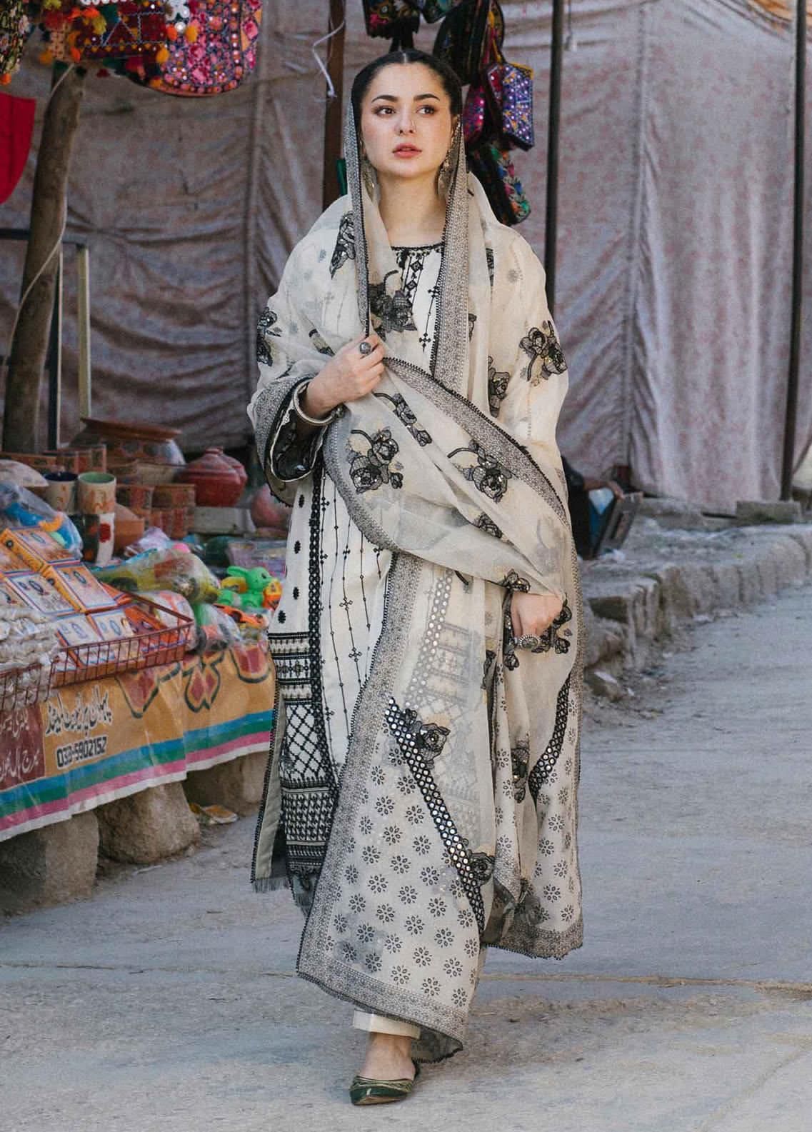 QALAMQAR EMBROIDERED UNSTITCHED 3PC SUIT | KPA0110