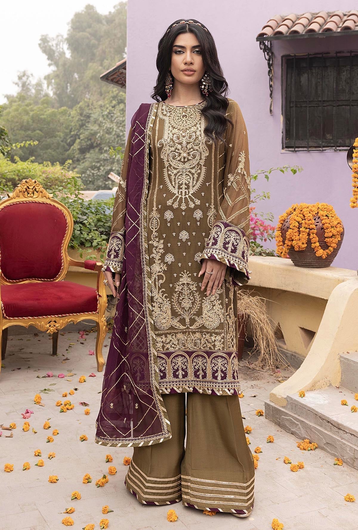 ADAN LIBAS CHIFFON UNSTITCHED 3PC SUIT| KPA0063
