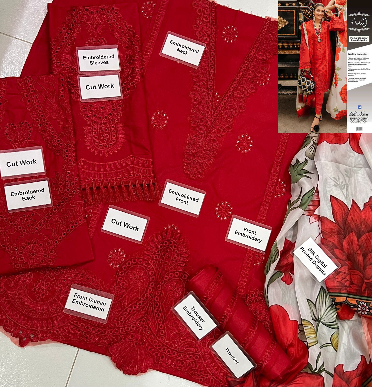 EMBROIDERED LAWN UNSTITCHED 3PC SET | KPA0016