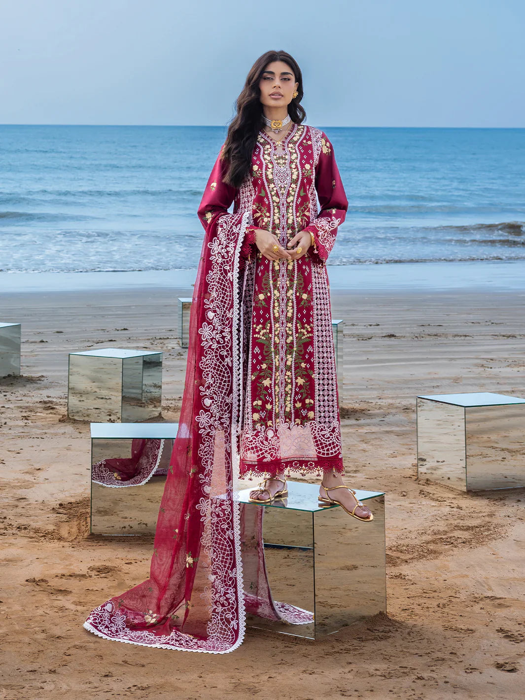 MAHNUR COTTON EMBROIDERED UNSTITCHED 3PC SUIT | KPA0112