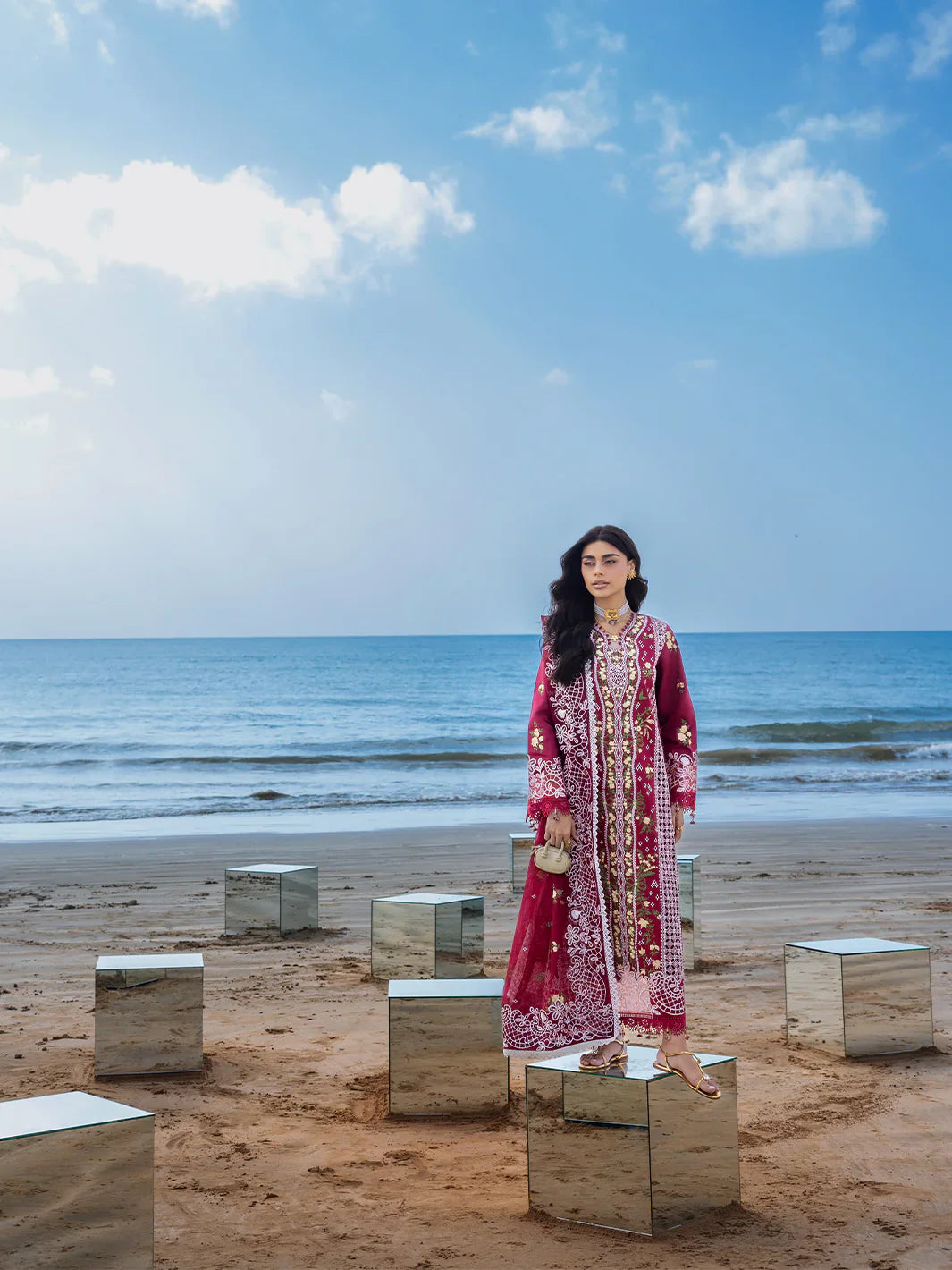 MAHNUR COTTON EMBROIDERED UNSTITCHED 3PC SUIT | KPA0112