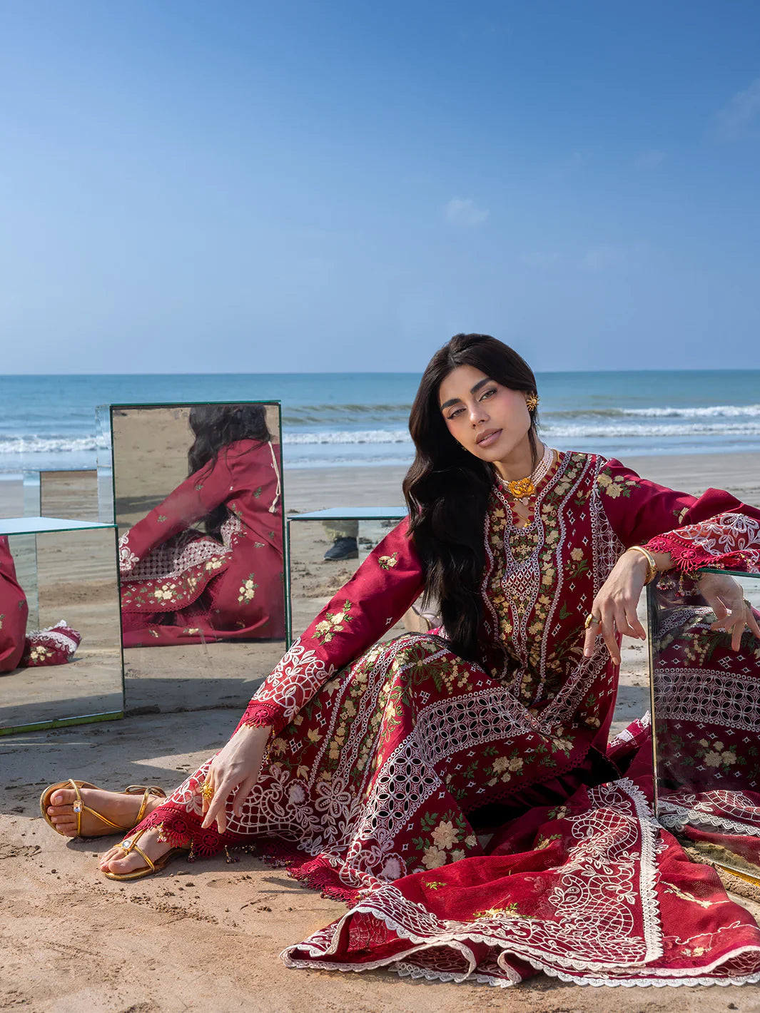 MAHNUR COTTON EMBROIDERED UNSTITCHED 3PC SUIT | KPA0112