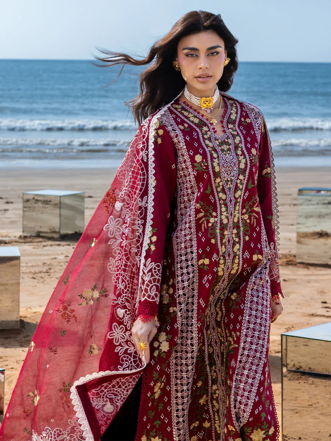MAHNUR COTTON EMBROIDERED UNSTITCHED 3PC SUIT | KPA0112