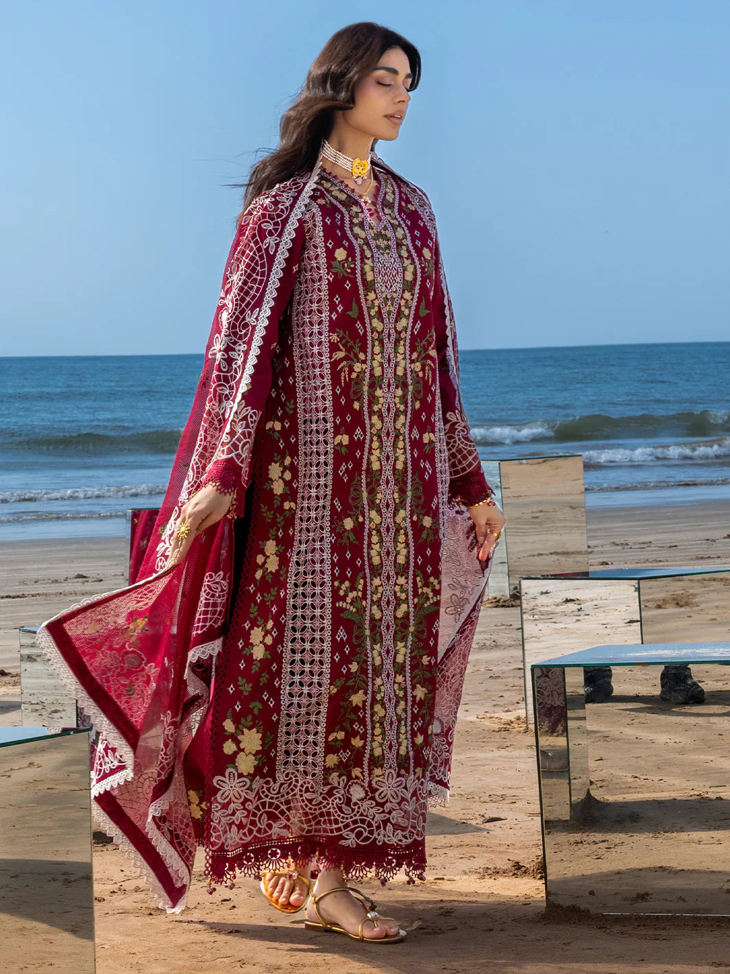 MAHNUR COTTON EMBROIDERED UNSTITCHED 3PC SUIT | KPA0112
