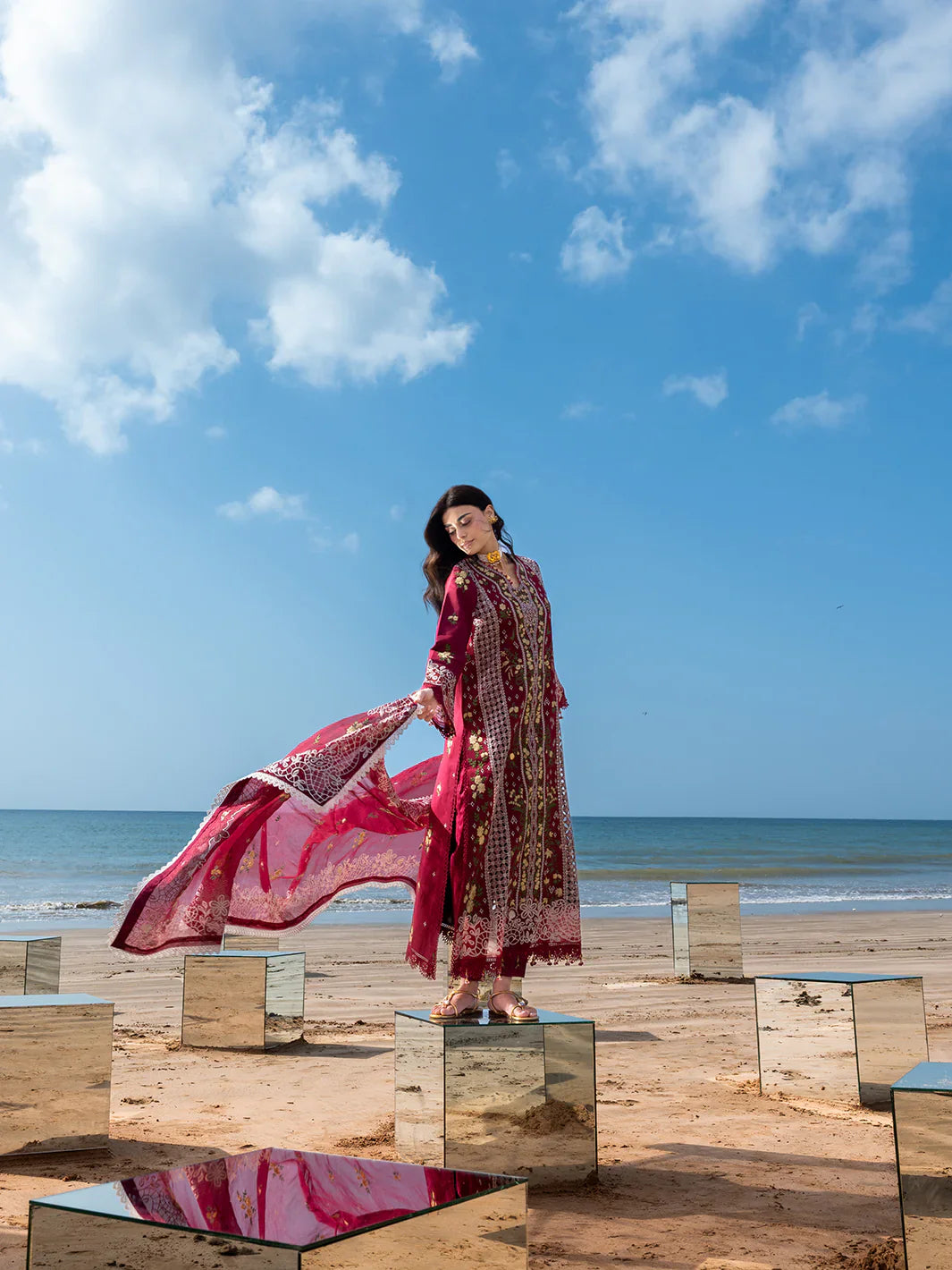 MAHNUR COTTON EMBROIDERED UNSTITCHED 3PC SUIT | KPA0112