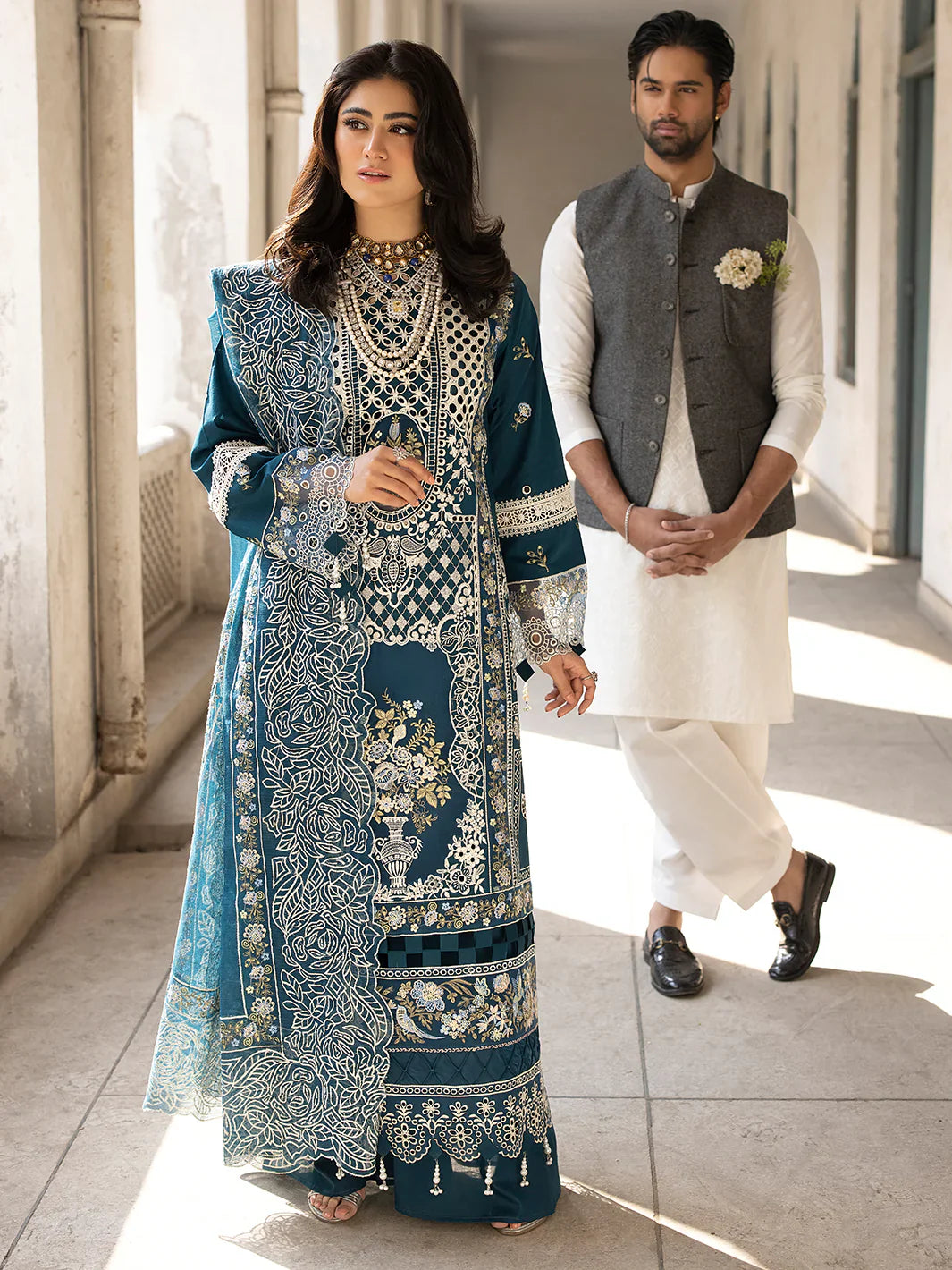 MAHNUR COTTON UNSTICHED EMBROIDERED 3 PC SUIT | KPA0060
