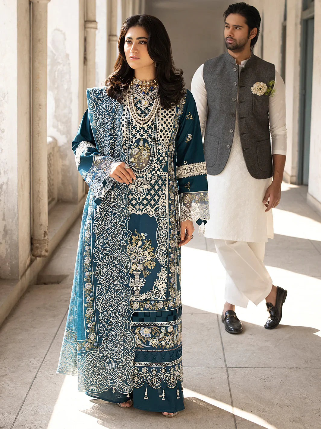 MAHNUR COTTON UNSTICHED EMBROIDERED 3 PC SUIT | KPA0060