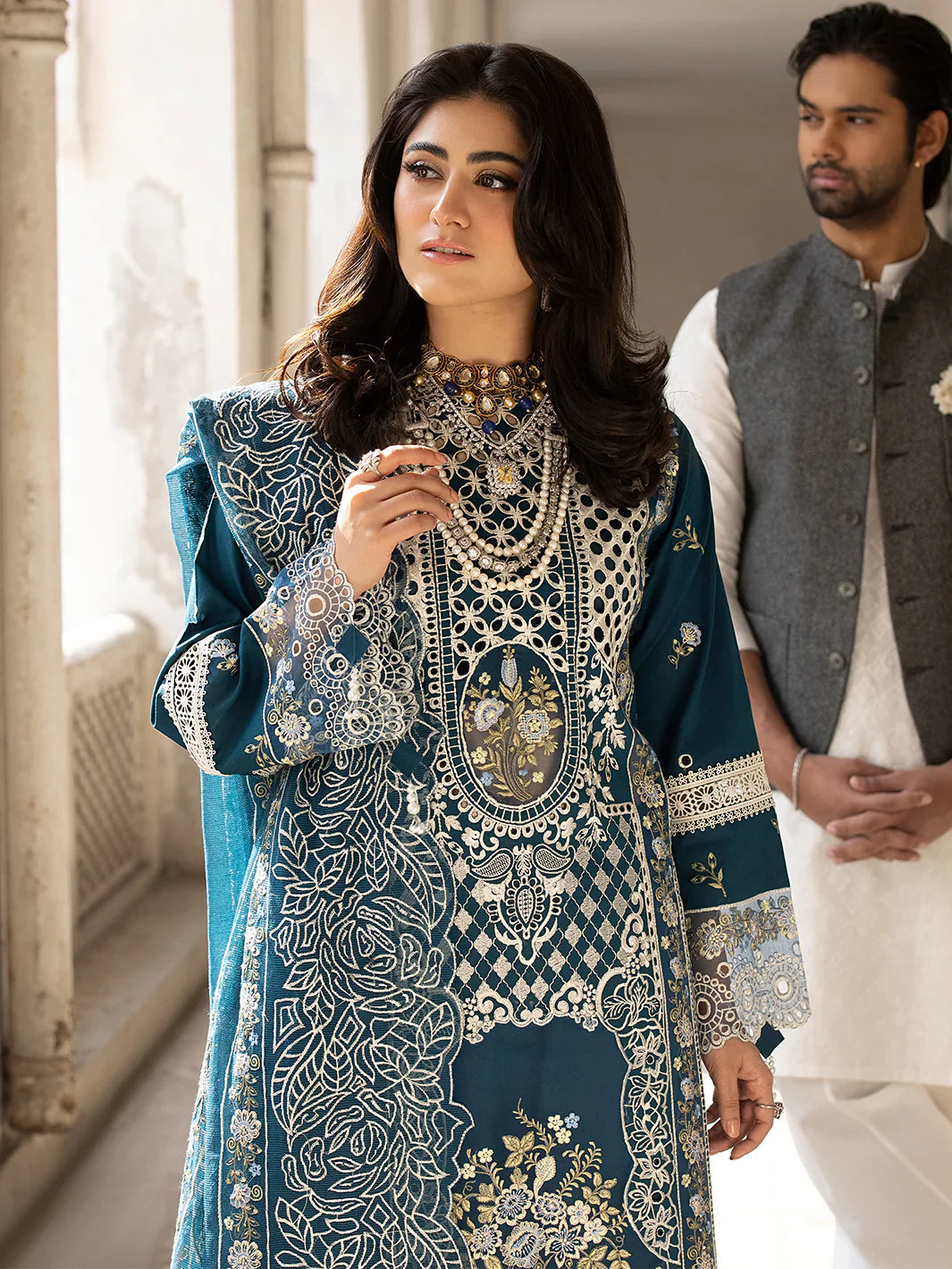 MAHNUR COTTON UNSTICHED EMBROIDERED 3 PC SUIT | KPA0060