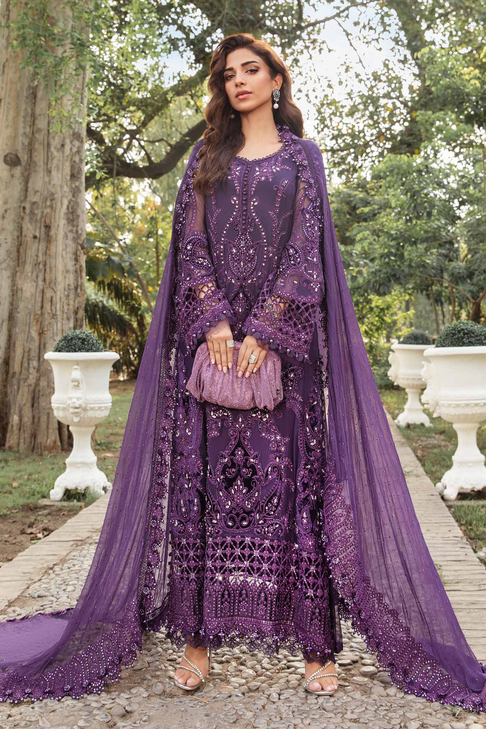 MARIA.B CHIFFON EMBROIDERED UNSTITCHED 3PC SUIT | KPA0068