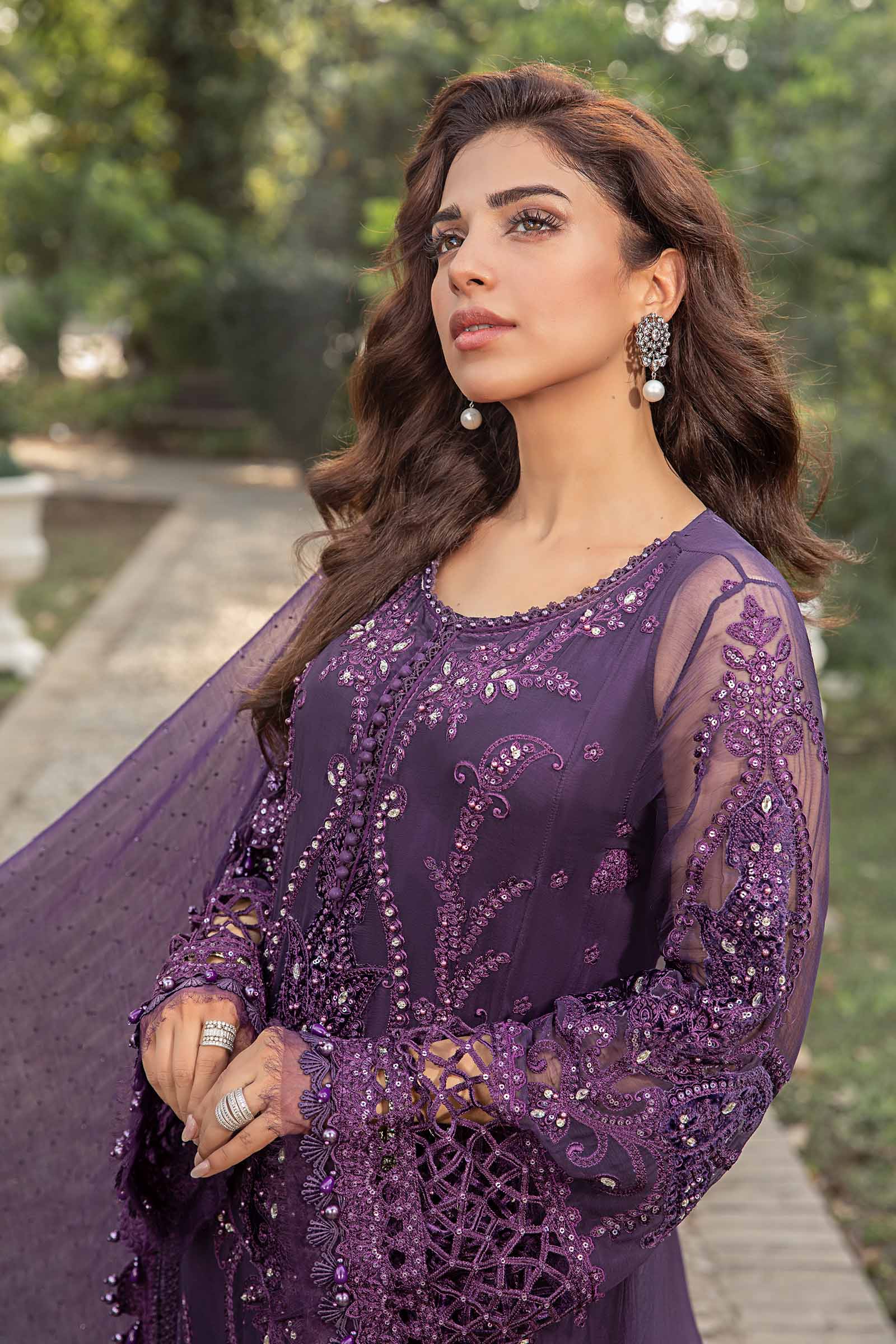 MARIA.B CHIFFON EMBROIDERED UNSTITCHED 3PC SUIT | KPA0068
