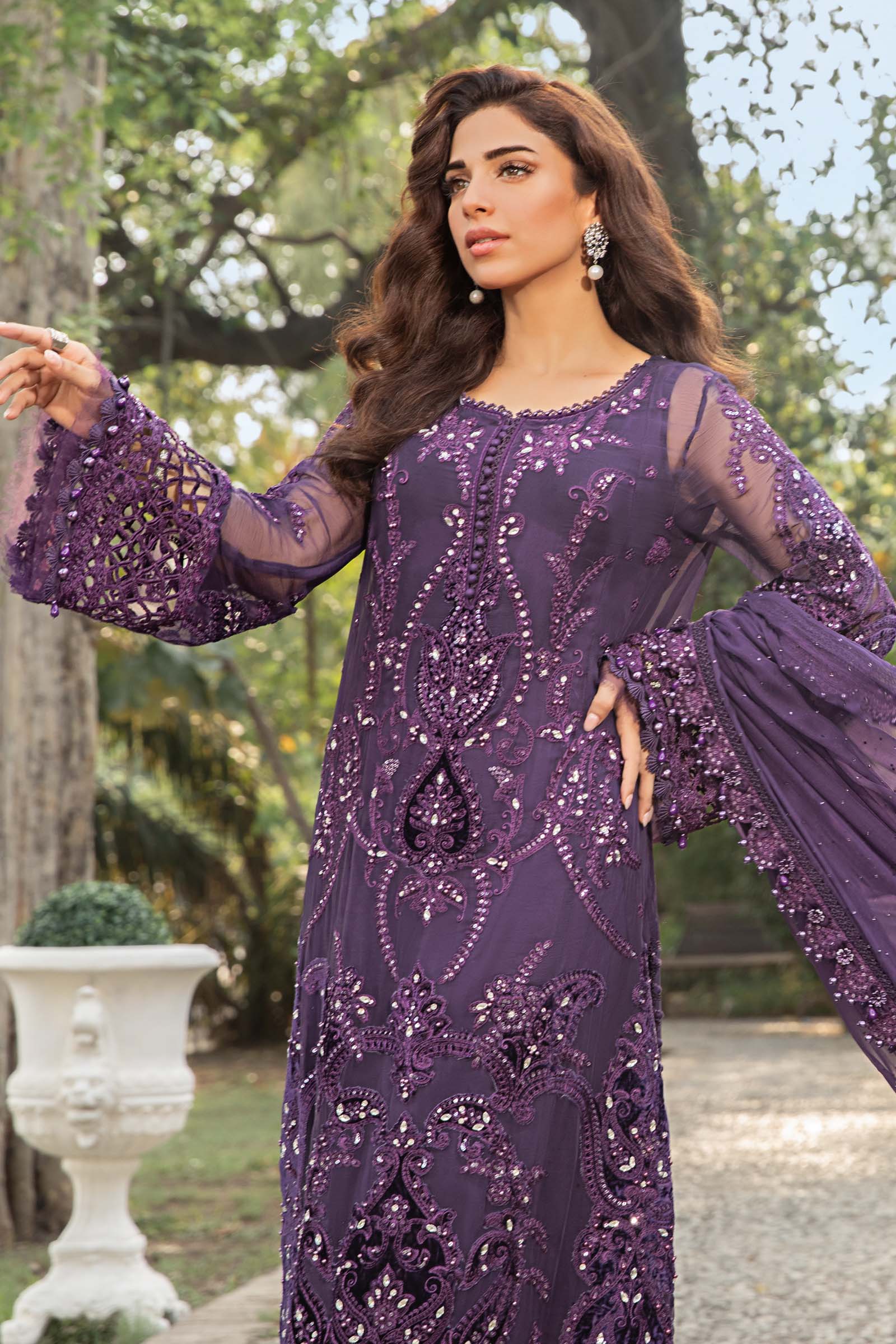 MARIA.B CHIFFON EMBROIDERED UNSTITCHED 3PC SUIT | KPA0068