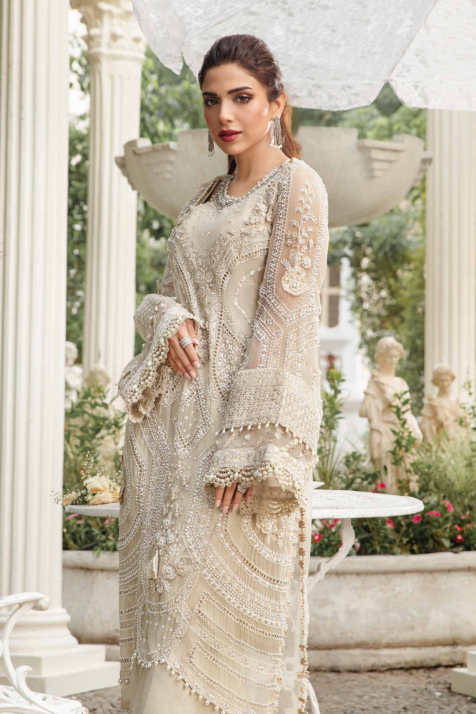 MARIA.B UNSTITCHED EMBROIDERED CHIFFON 3PC SUIT | KPA0059