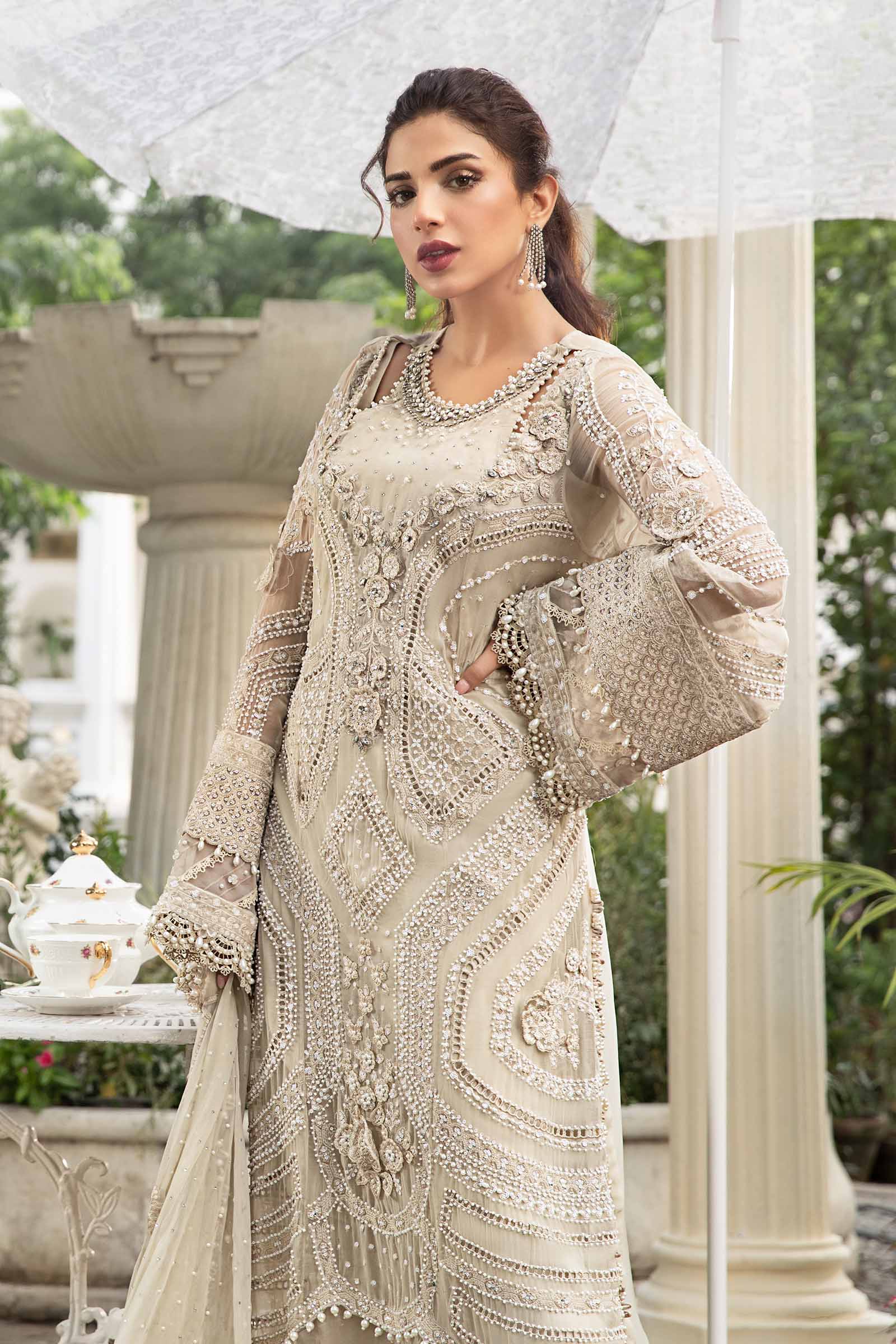 MARIA.B UNSTITCHED EMBROIDERED CHIFFON 3PC SUIT | KPA0059