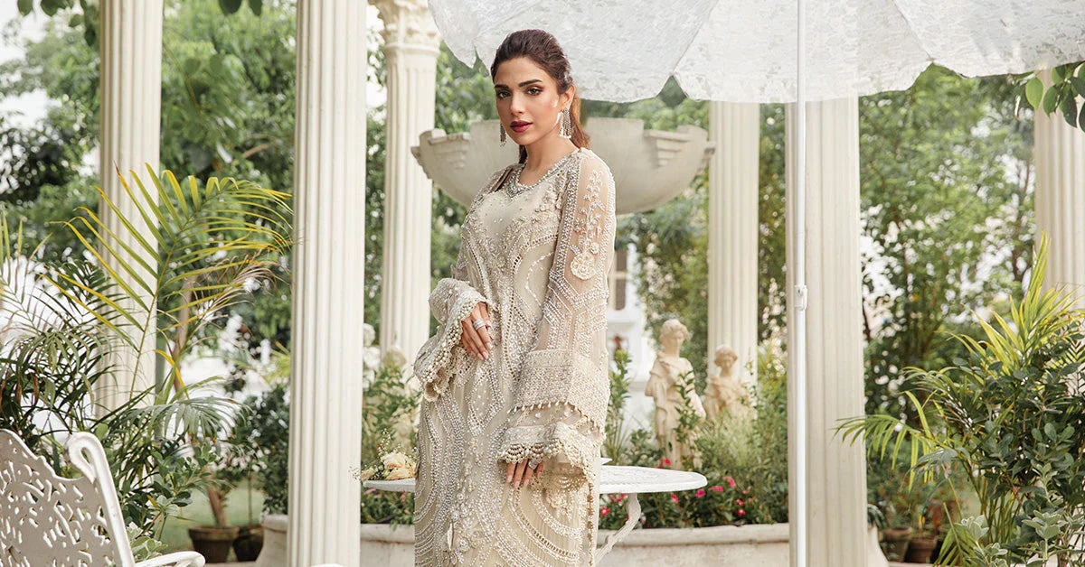 MARIA.B UNSTITCHED EMBROIDERED CHIFFON 3PC SUIT | KPA0059