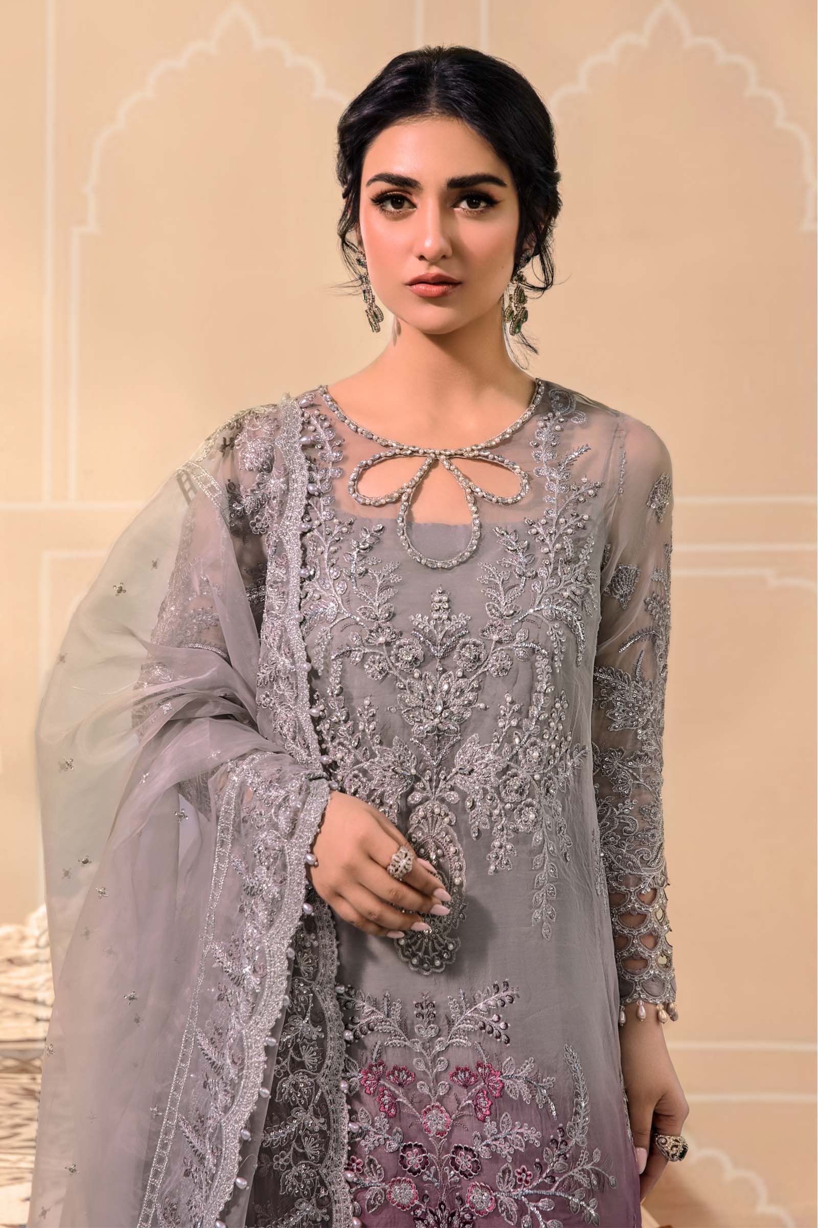 MARIA.B EMBROIDERED UNSTICHED 3 PC SUIT | KPA0077