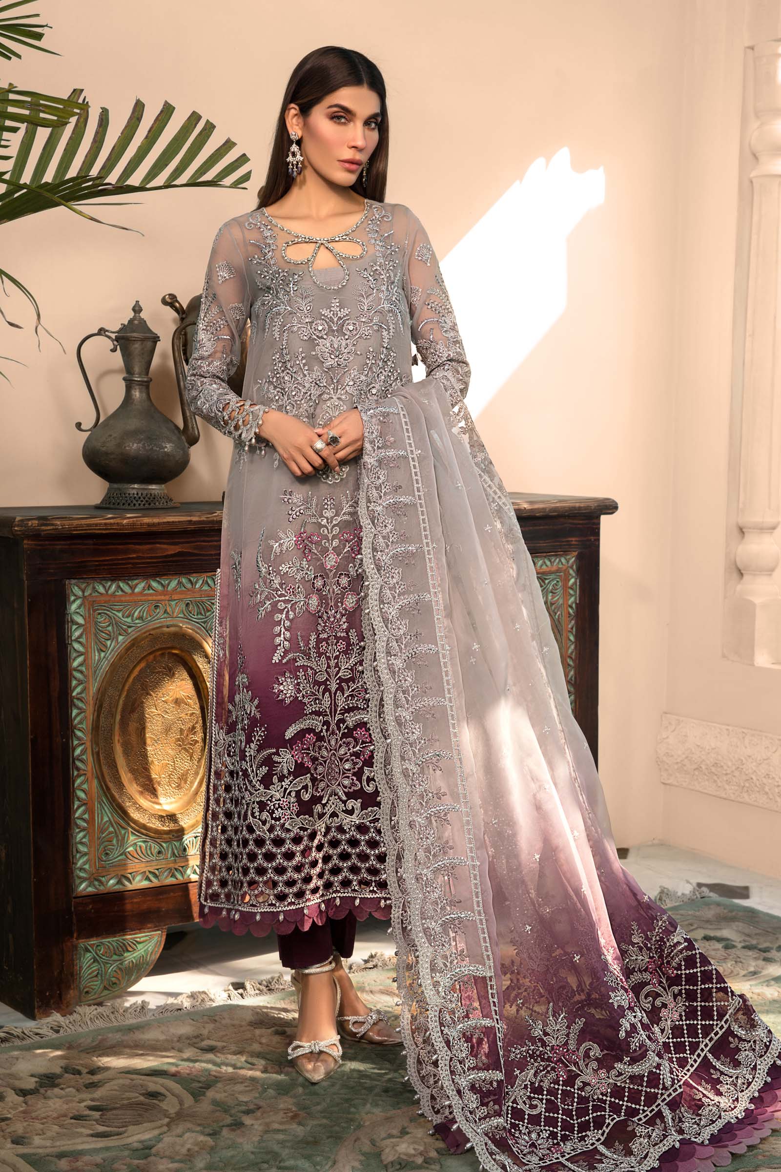 MARIA.B EMBROIDERED UNSTICHED 3 PC SUIT | KPA0077