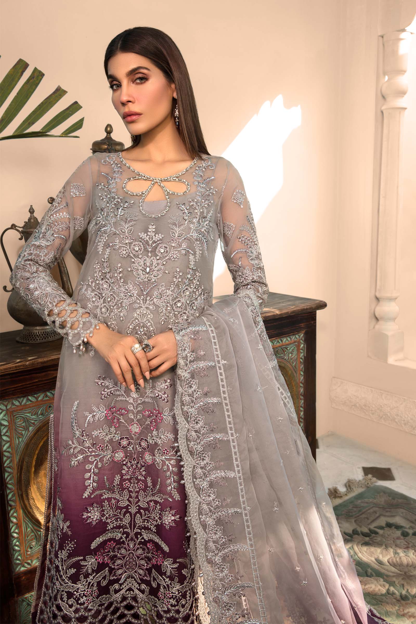 MARIA.B EMBROIDERED UNSTICHED 3 PC SUIT | KPA0077
