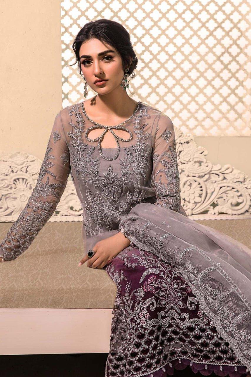 MARIA.B EMBROIDERED UNSTICHED 3 PC SUIT | KPA0077