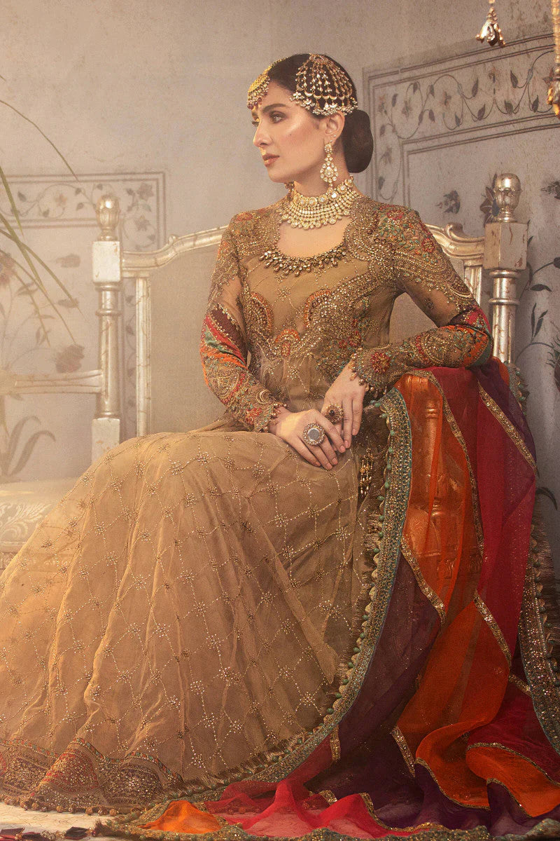 MARIA B WEDDING EMBROIDERED UNSTICHED 3PC MAXI | KPA0116