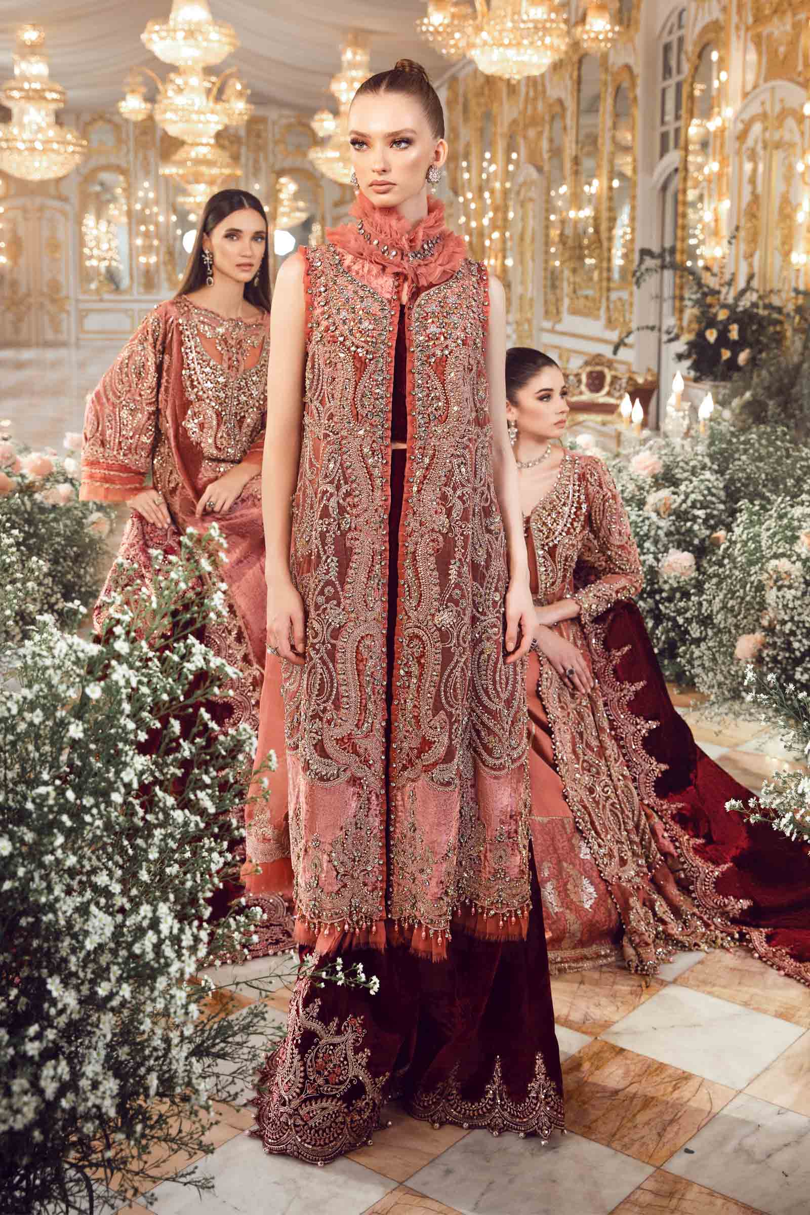 MARIA.B UNSTITCHED EMBROIDERED SALMON PINK 3PC SUIT BD-2701 – KPA0058