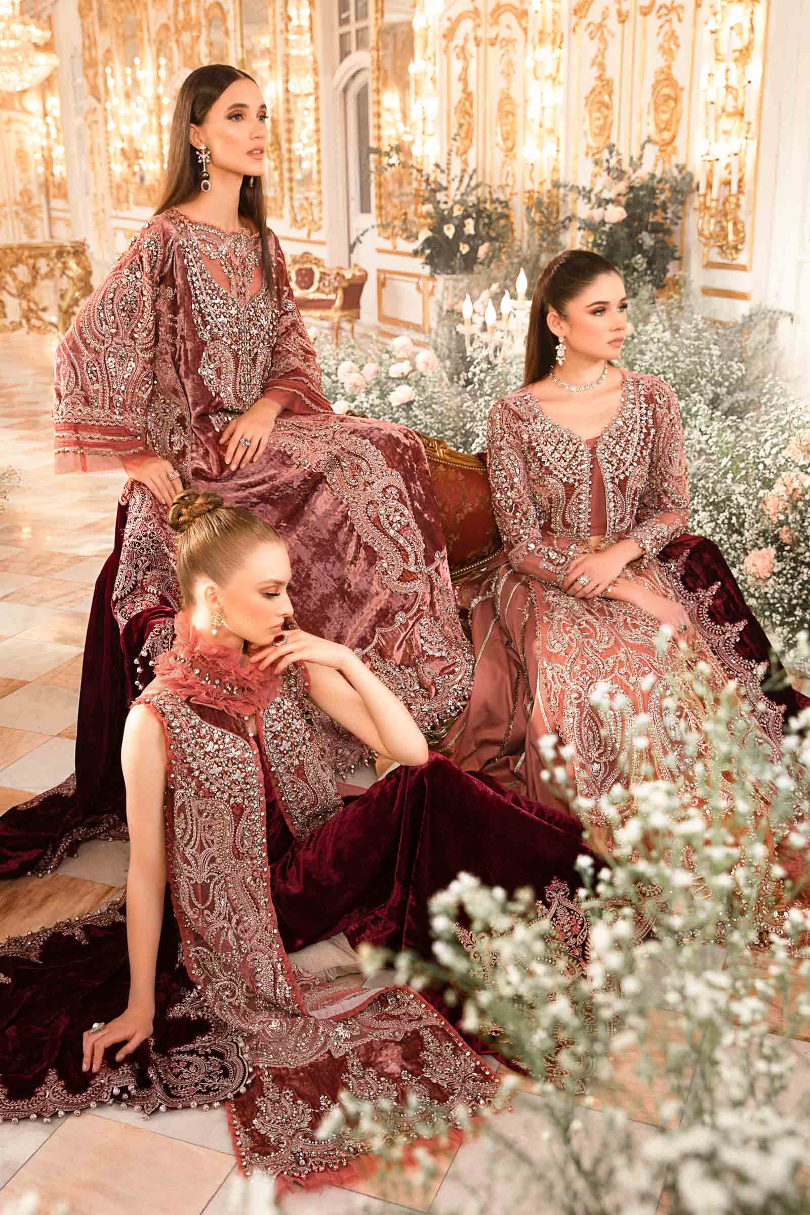 MARIA.B UNSTITCHED EMBROIDERED SALMON PINK 3PC SUIT BD-2701 – KPA0058