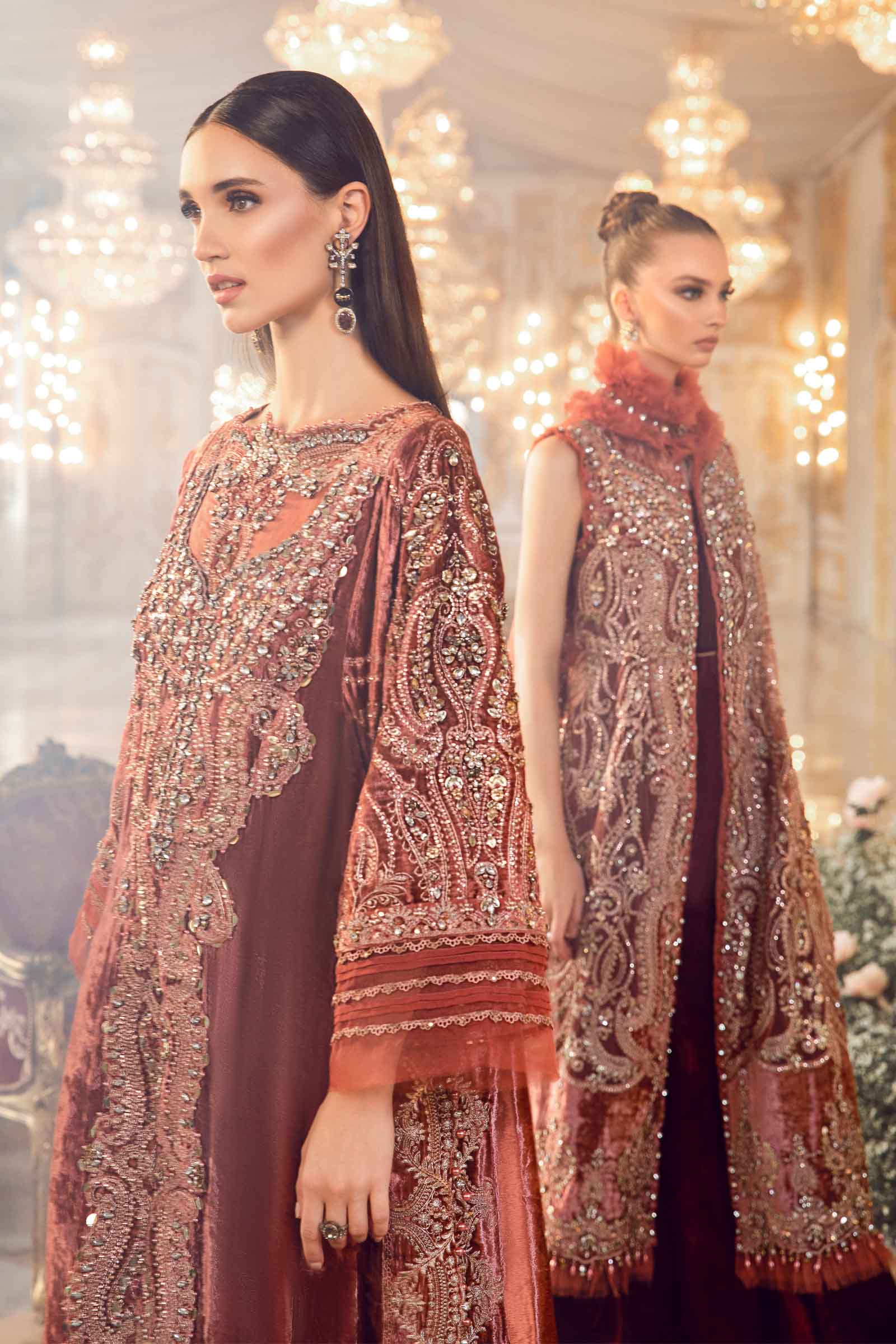 MARIA.B UNSTITCHED EMBROIDERED SALMON PINK 3PC SUIT BD-2701 – KPA0058