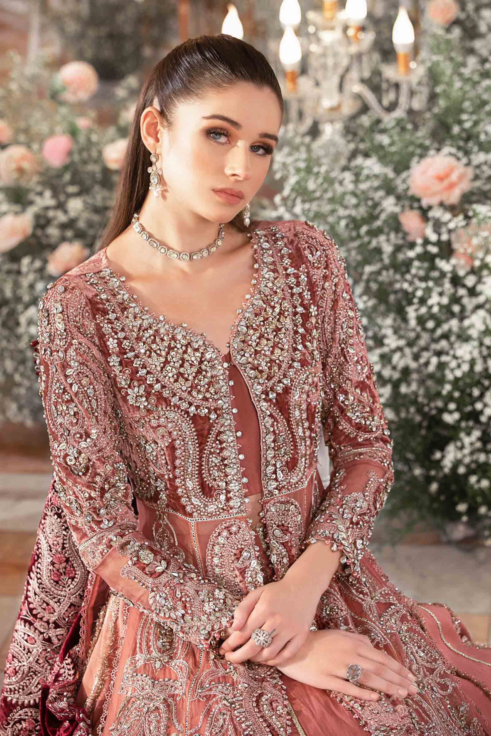 MARIA.B UNSTITCHED EMBROIDERED SALMON PINK 3PC SUIT BD-2701 – KPA0058