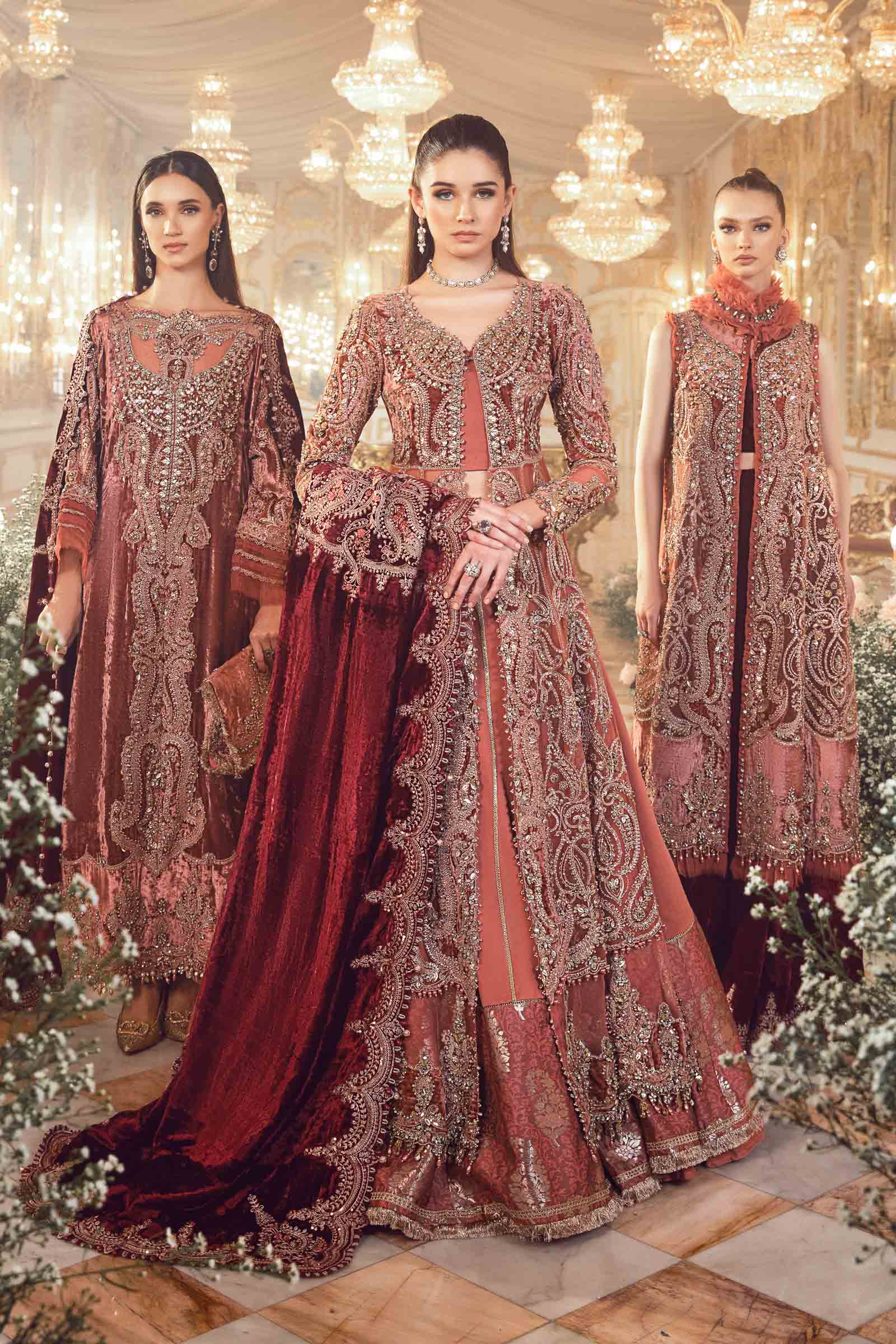 MARIA.B UNSTITCHED EMBROIDERED SALMON PINK 3PC SUIT BD-2701 – KPA0058