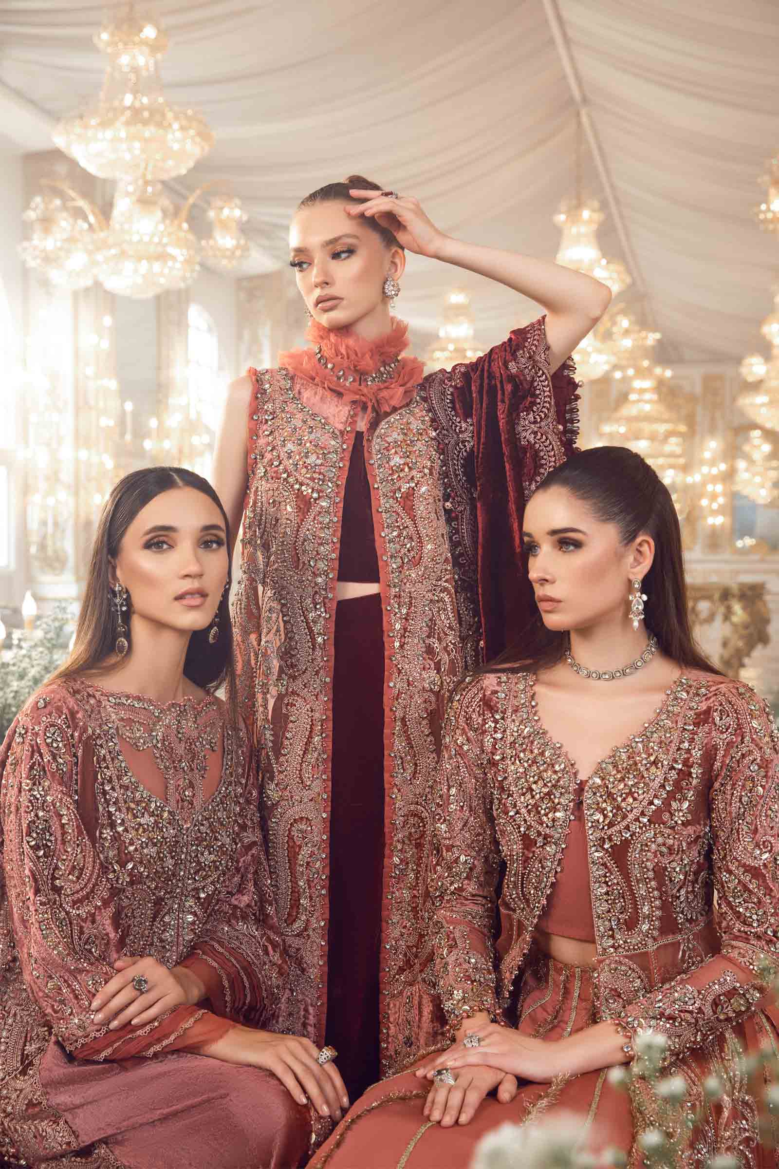MARIA.B UNSTITCHED EMBROIDERED SALMON PINK 3PC SUIT BD-2701 – KPA0058