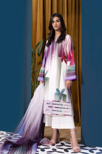Lulusar Digital Printed 3-Piece Silk Suit ( Design 1)