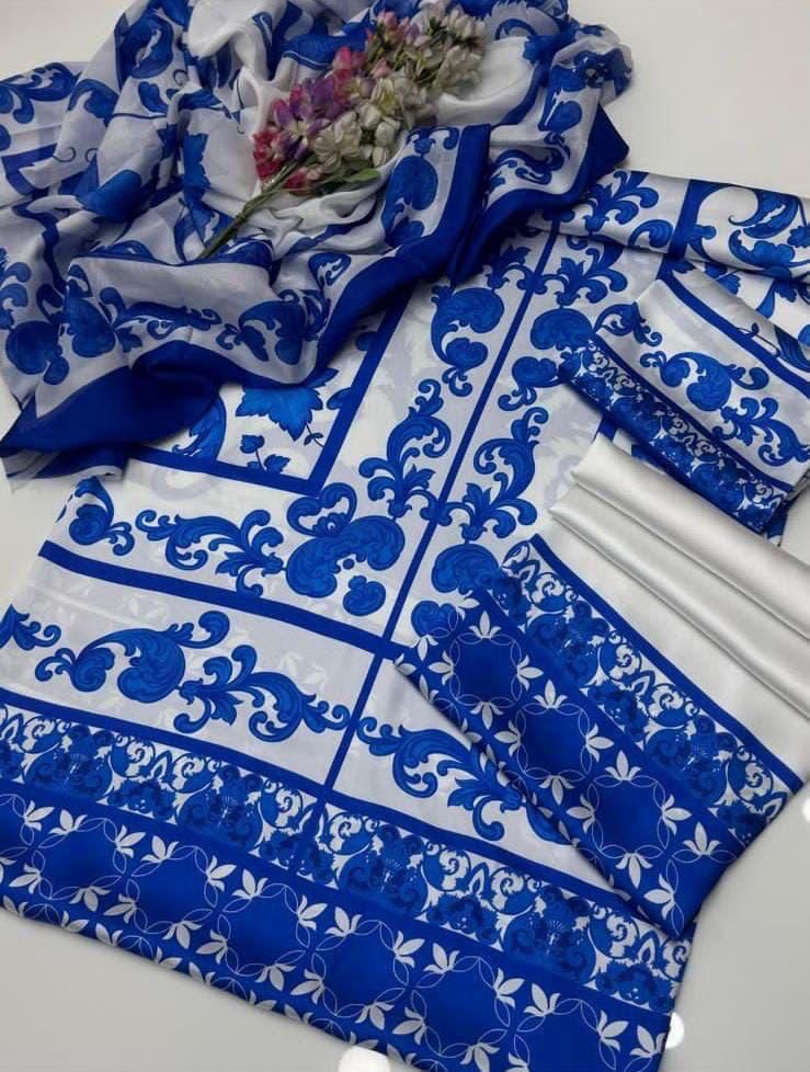 Lulusar Digital Printed 3-Piece Silk Suit ( Design 11)