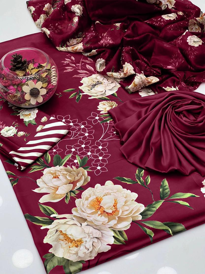 Lulusar Digital Printed 3-Piece Silk Suit ( Design 15)