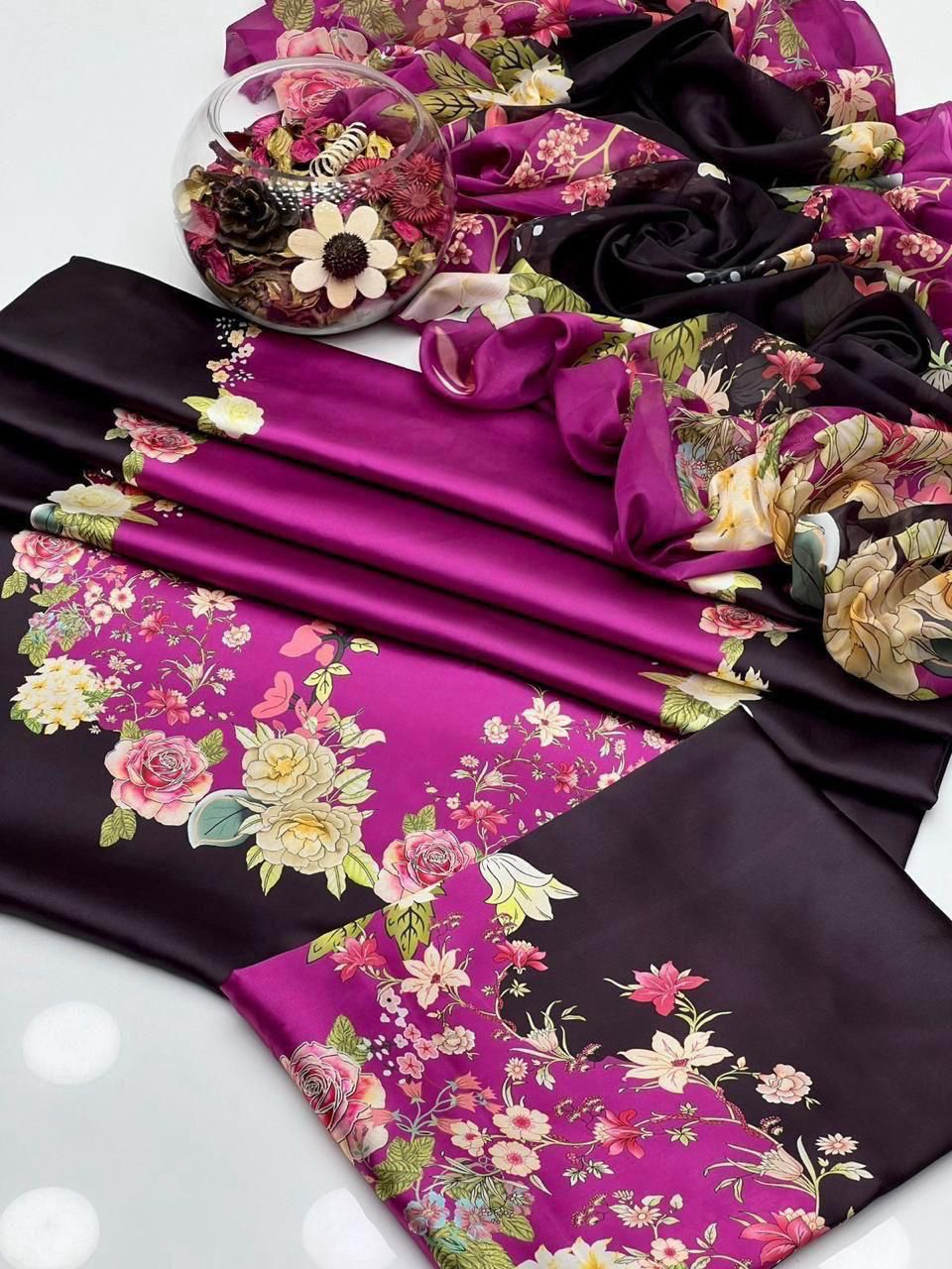 Lulusar Digital Printed 3-Piece Silk Suit ( Design 25)