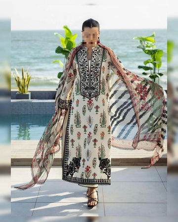 Lulusar Digital Printed 3-Piece Silk Suit ( Design 48)