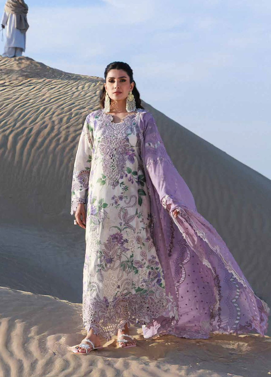 NUREH Printed Lawn UNSTICHED EMBROIDERED 3PC SUIT | KPA0094