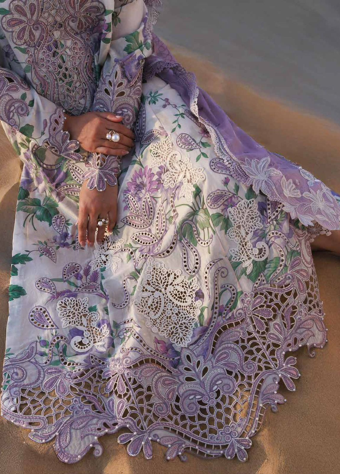 NUREH Printed Lawn UNSTICHED EMBROIDERED 3PC SUIT | KPA0094