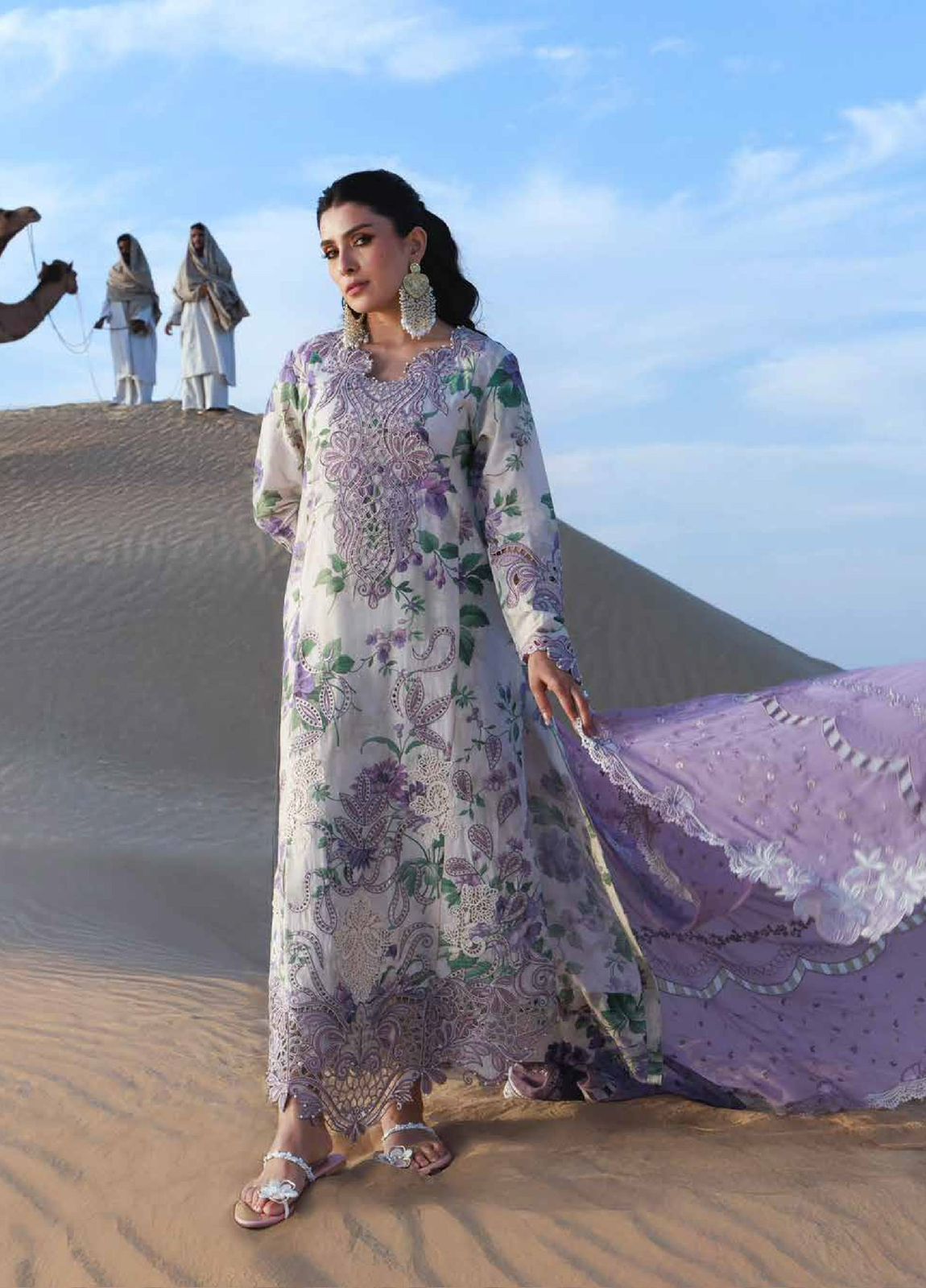 NUREH Printed Lawn UNSTICHED EMBROIDERED 3PC SUIT | KPA0094