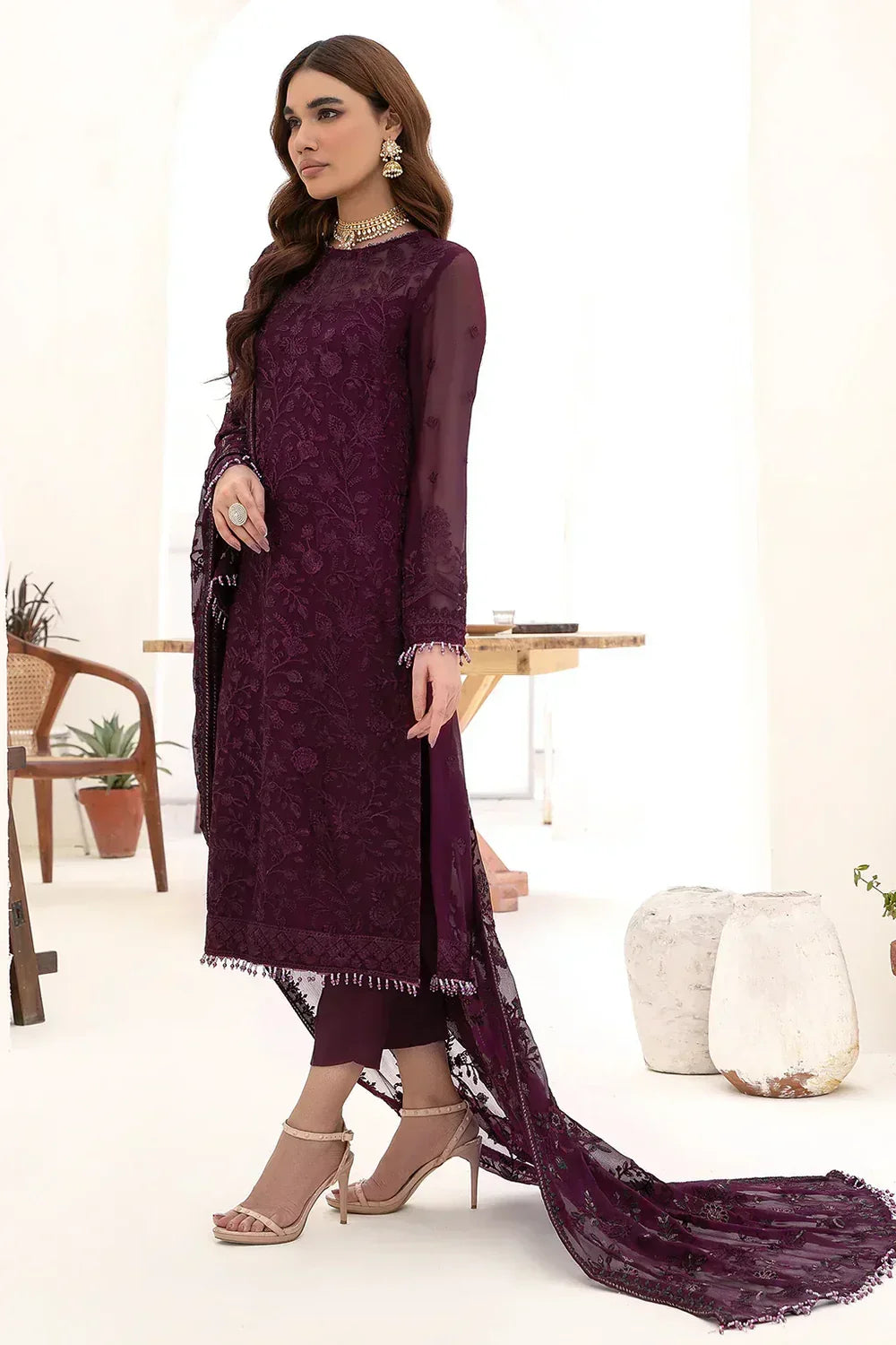 ZARIF CHIFFON EMBROIDERED UNSTITCHED 3PC SUIT | KPA0072