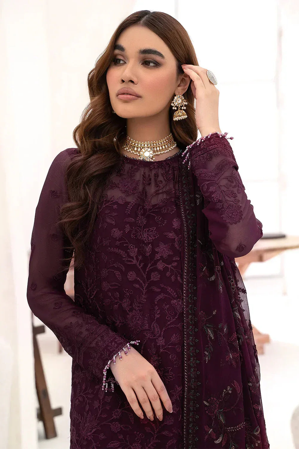 ZARIF CHIFFON EMBROIDERED UNSTITCHED 3PC SUIT | KPA0072