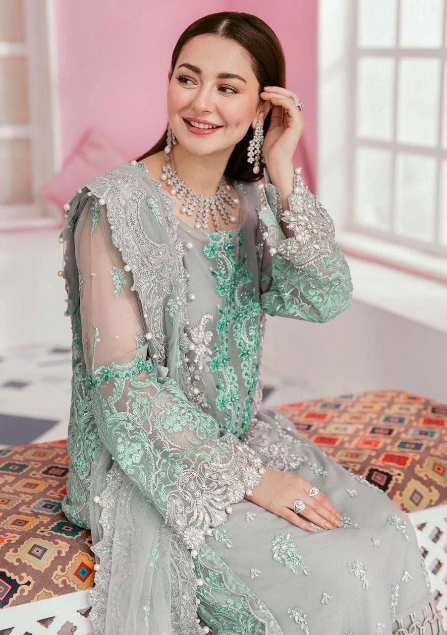EMBROIDERED ORGANZA UNSTITCHED 3PC SET | KPA0039