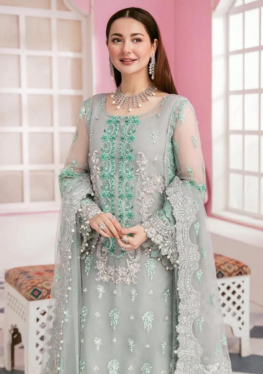 EMBROIDERED ORGANZA UNSTITCHED 3PC SET | KPA0039