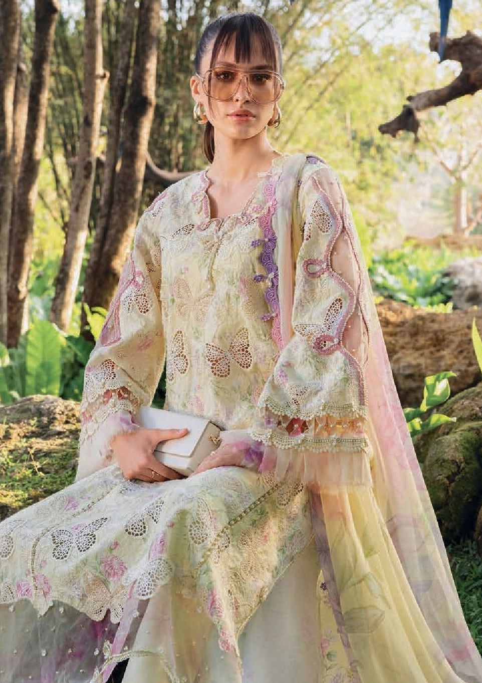 MARIA.B BUtterfly  EMBROIDERED UNSTITCHED 3PC SUIT | KPA0085