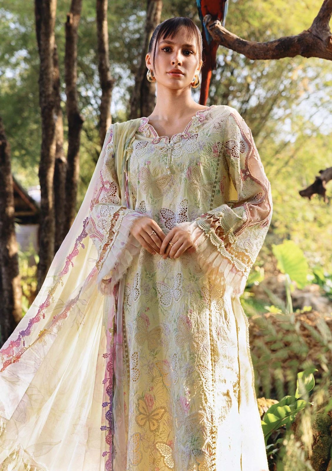 MARIA.B BUtterfly  EMBROIDERED UNSTITCHED 3PC SUIT | KPA0085